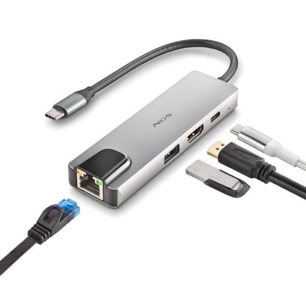 Docking USB Tipo-C NGS WonderDock Supra/ 1xUSB/ 1xUSB Tipo-C DP/ 1xHDMI 4K/ 1xRJ45