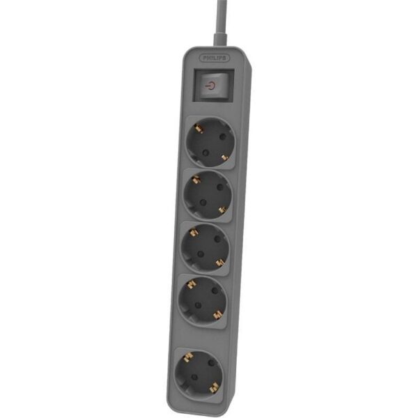 Regleta con Interruptor Philips CHP2154G/10/ 5 Tomas de corriente/ Cable 1.5m/ Gris
