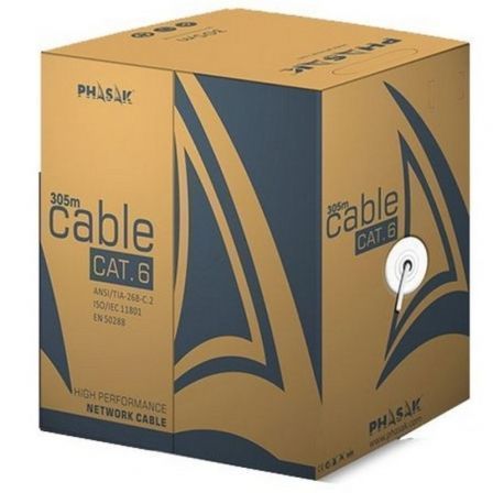 art_phk-cab20phr206301_1 Bobina de Cable RJ45 UTP Phasak PHR 6301 Cat.6/ 305m/ Gris