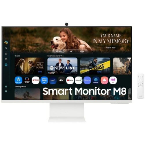 Smart Monitor Samsung M8 M80F S32FM801UU 32"/ 4K/ Multimedia/ Regulable en altura/ Smart TV/ Webcam/ Blanco