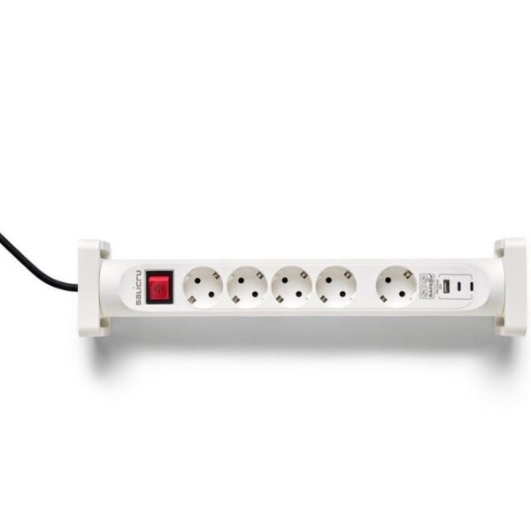 Regleta con interruptor Salicru SAFE 5S+/ 4 Tomas de corriente/ 1 Master/ 2 USB Tipo-C/ 1 USB/ Cable 1.4m/ Blanca