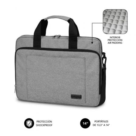 art_sub-mal20lb-4aplb01_1 Maletín Subblim Air Padding Laptop Bag para Portátiles hasta 14"/ Cinta para Trolley/ Gris