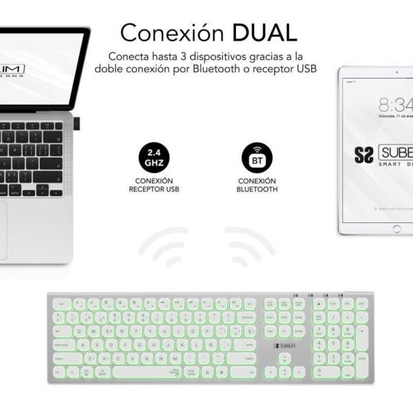 Teclado Inalámbrico SUBBLIM Master - Bluetooth 5.2 + RF 2.4G, Retroiluminado, Multidispositivo