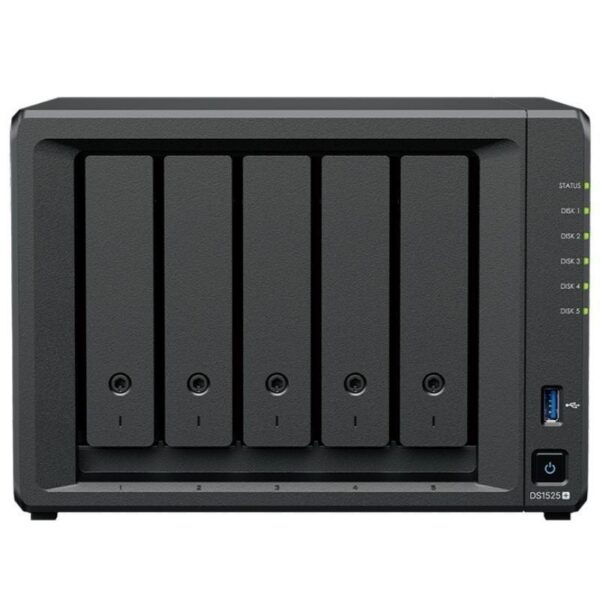 NAS Synology Diskstation DS1525+/ 5 Bahías 3.5"- 2.5"/ 8GB DDR4/ Formato Torre