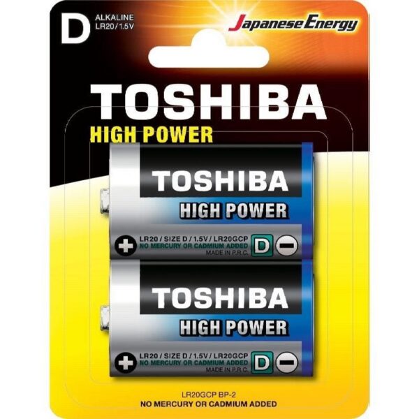 Pack de 2 Pilas Alcalinas Toshiba D LR20 - Alto Rendimiento