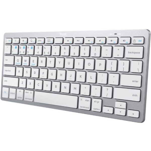 Teclado Inalámbrico Bluetooth Trust 24654 - Plata, Ultracompacto y Multidispositivo