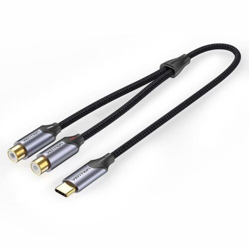art_ven-cab20bgvhg_1 Cable Conversor Vention BGVHG/ 2x RCA Hembra - USB Tipo-C Macho/ 1.5m/ Gris