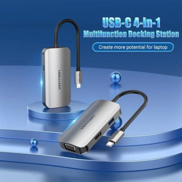 Docking USB-C Vention TOAHB - 4K HDMI, VGA, USB 3.0 y Carga Rápida
