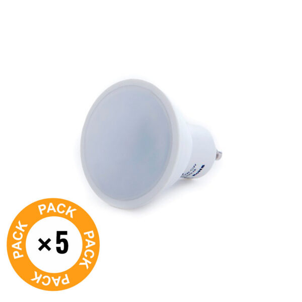 Pack 5 Bombillas LED GU10 6W 700Lm 4200ºK 40.000H [HO-GU10-SMD-6W-IC-W-PK5-AP]