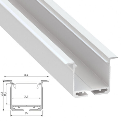 Perfíl Aluminio Tipo inDILEDA 2,02M - Anodizado Plata