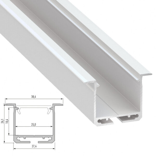 Perfíl Aluminio Tipo inDILEDA 2,02M - Anodizado Plata