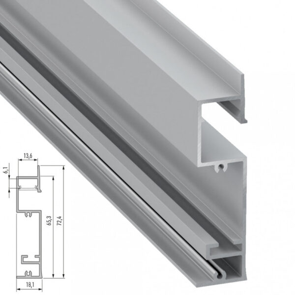 Perfíl Aluminio  FLARO 2,02M - Anodizado Plata