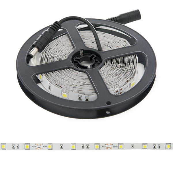 Tira de 150 LEDs 36W 2.100Lm CRI85 6000ºK SMD5050 12VDC x5M 40.000H [PL219007W]-Blanco Frío