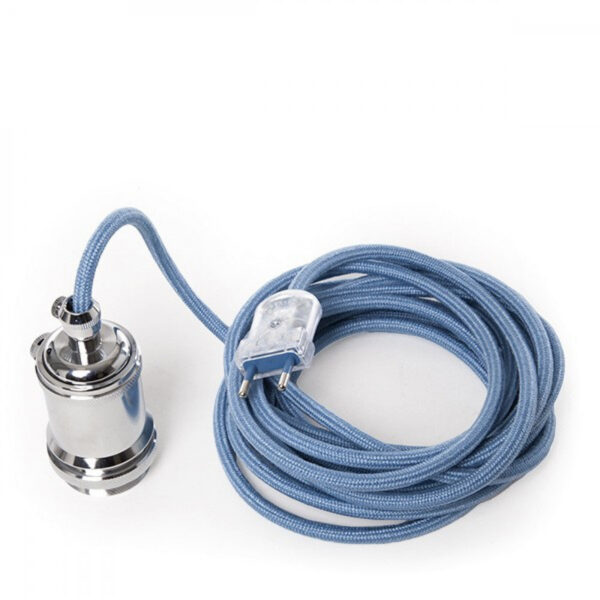 Pendel E27 Cable 5000Mm Azul Celeste 3 X 0,75 Portalámparas Interruptor Rotativo Cobre - Enchufe [AM-AT531]