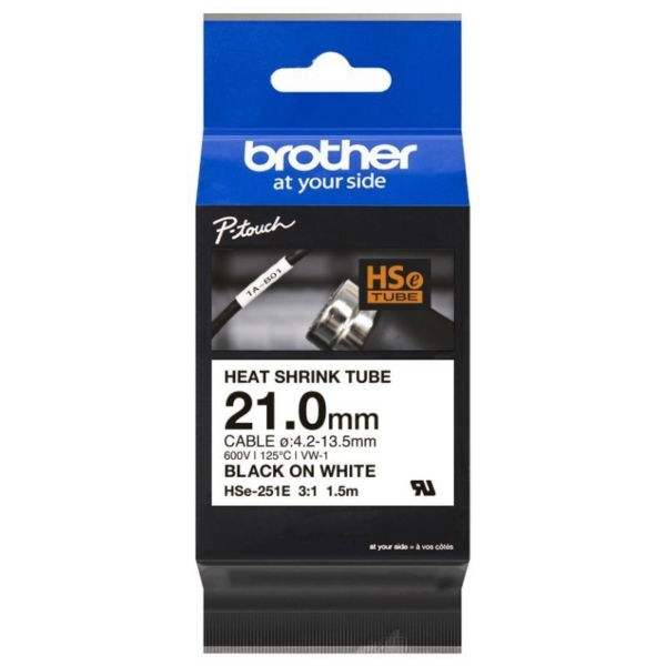 Cinta Tubo Termorretráctil para cables Brother HSe-251E/ Blanca