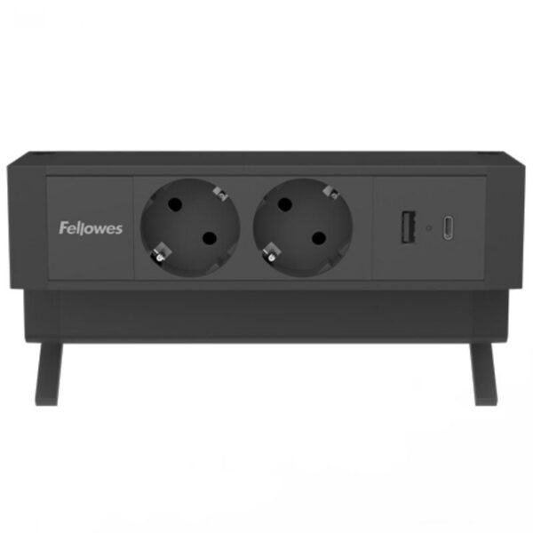 Regleta Sobremesa Fellowes 100137182/ 2 Tomas de corriente/ 1 USB - 1 USB Tipo-C/ Cable 2m/ Negra