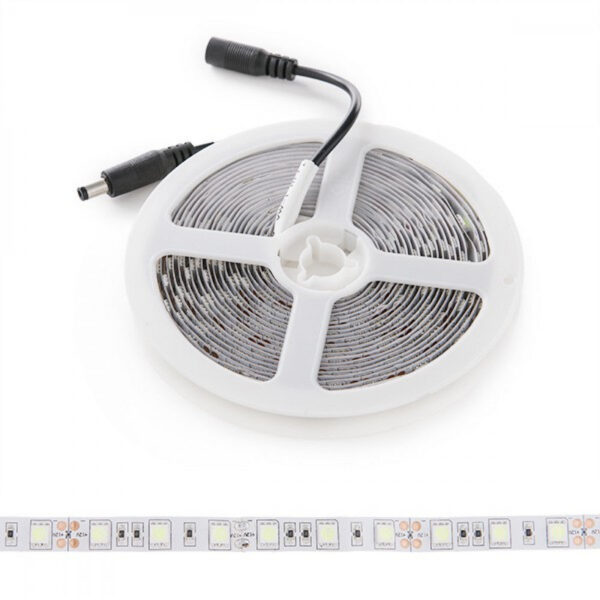 Tira de 300 LEDs 60W 2.100Lm SMD5050 12VDC IP65 AzúlHielo x5M 40.000H [CA-5050-300-IP65-IB]-Azul Hielo