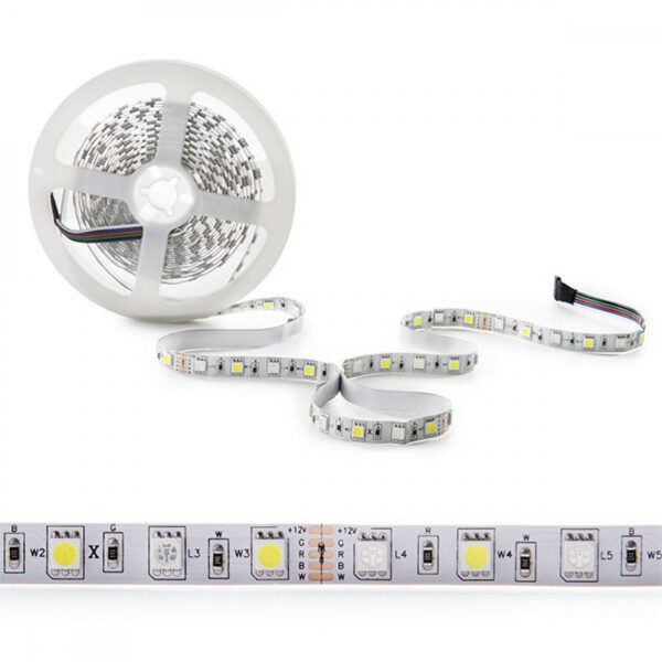 Tira de 360 LEDs 72W 4.200Lm 6000ºK SMD5050 RGB-Blanco Frío x5M 40.000H  [CA-RGBW-5050-IP25]