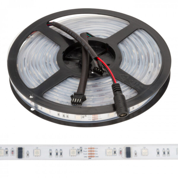 Tira de 150 LEDs 36W 4200ºK SMD5050 12VDC Digital RGB x5M 40.000H [GR-LDT-W30DIGRGB-IP67]-RGB
