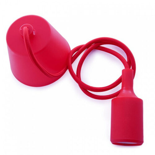 Portalámparas E27 Cable - Rosetón - Color Rojo