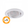 Pack de 5 Bombillas LED GU10 6W 700Lm 6000ºK 40.000H - Aro Downlight Redondo Inclinable "Vepa" Acero 90mm - Blanco