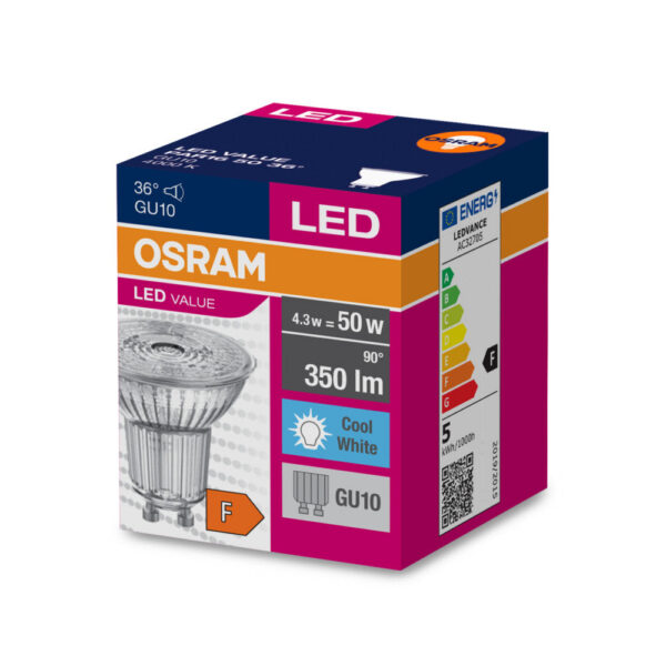 [LVE-4058075055155] Ledvance/Osram Bombilla LED Spot GU10 4,3W 350Lm 4000K 36º IP20