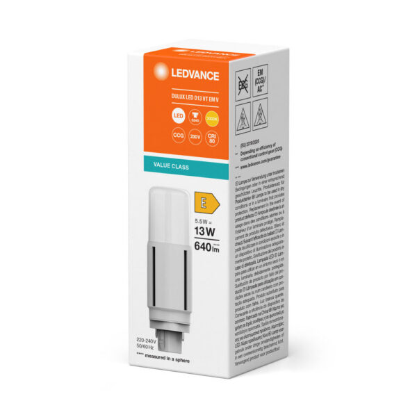 [LVE-4058075821811] Lámpara LED Ledvance/DULUX G24d 5,5W 640Lm 3000K 300º IP20