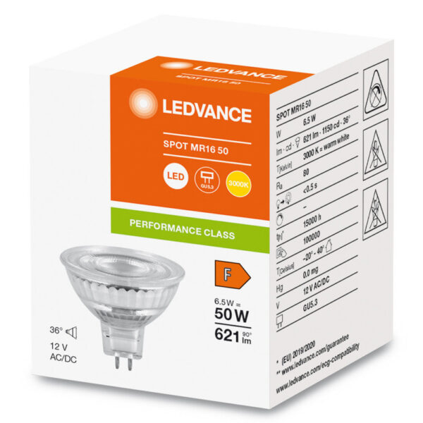 [LVE-4099854047992] Ledvance/Osram Bombilla LED Spot GU5,3 6,5W 621Lm 3000K 36º IP20