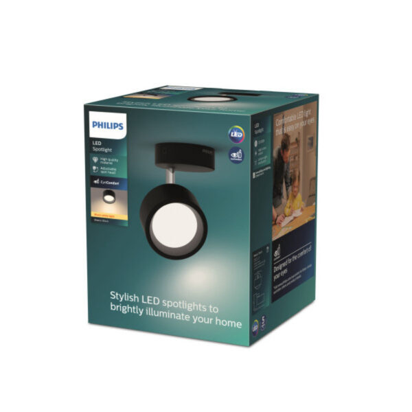 Lámpara de Techo Signify "Bracia Spot" 1x5,5W 2700º Negro   [PH-8720169174740]