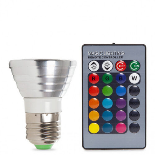 Bombilla LED E27 3W RGB Mando a Distancia 40.000H [PL187220-E27]