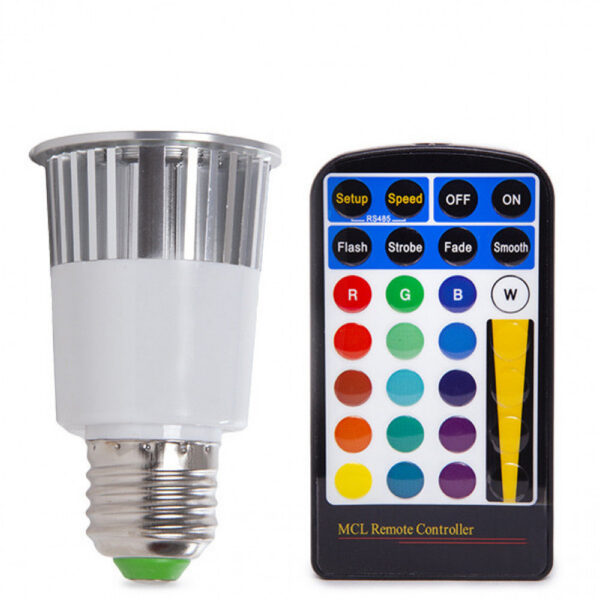 Bombilla LED E27 5W RGB Mando a Distancia 40.000H [PL187221-E27]
