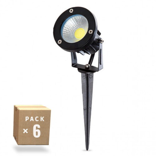 Pack 6 Focos LED Jardines 9W 758Lm 2700ºK Pincho 50.000H [SL-CPDC09-9W-WW-PK6]