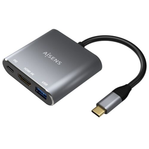 art_ais-adp20a109-0669_1-2 Conversor Aisens A109-0669/ USB Tipo-C Macho/ HDMI Hembra - USB Hembra - USB Tipo-C Hembra/ 15cm/ Gris