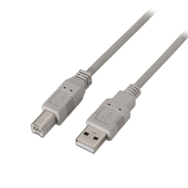 Cable USB 2.0 Impresora Aisens A101-0004/ USB Tipo-B Macho - USB Macho/ 4.5m/ Beige