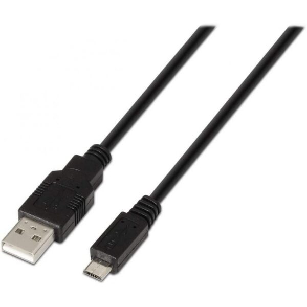 Cable USB 2.0 Aisens A101-0027/ USB Macho - MicroUSB Macho/ 480Mbps/ 80cm/ Negro
