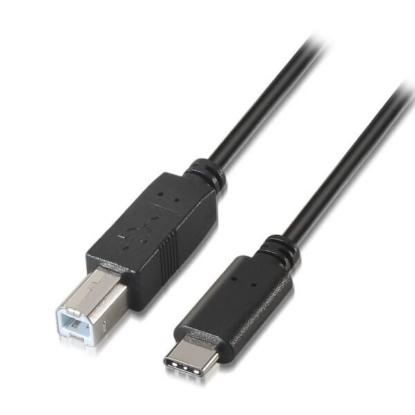 Cable USB 2.0 Impresora Aisens A107-0053/ USB Tipo-C Macho - USB Tipo-B Macho/ 480Mbps/ 1m/ Negro