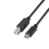 Cable USB 2.0  Impresora Aisens A107-0054/ USB Tipo-C Macho - USB Tipo-B Macho/ 480Mbps/ 2m/ Negro