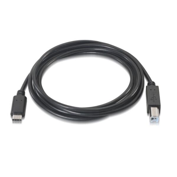 Cable USB 2.0  Impresora Aisens A107-0054/ USB Tipo-C Macho - USB Tipo-B Macho/ 480Mbps/ 2m/ Negro