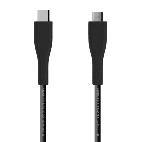 art_ais-cab20a107-0349_1-2 Cable USB 2.0 Aisens A107-0349/ USB Tipo-C Macho - MicroUSB Macho/ 480Mbps/ 1m/ Negro