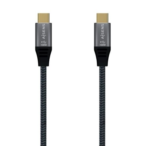 art_ais-cab20a107-0629_1-2 Cable USB 2.0 Tipo-C Aisens A107-0629 5A 100W/ USB Tipo-C Macho - USB Tipo-C Macho/ Hasta 100W/ 480Mbps/ 2m/ Gris