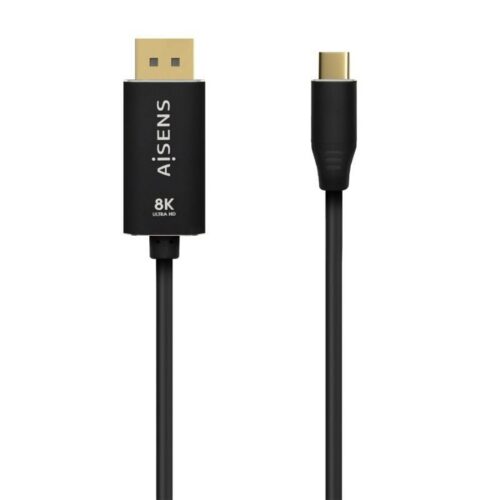 art_ais-cab20a109-0687_1 Cable Conversor DisplayPort 8K 60HZ Aisens A109-0687/ USB Tipo-C Macho - Displayport Macho/ Hasta 27W/ 1250Mbps/ 1.8m/ Negro