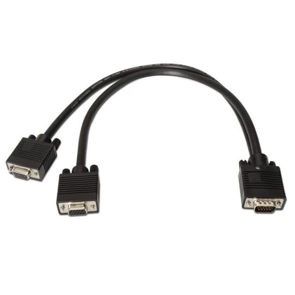 art_ais-cab20a113-0081_1-2 Cable Duplicador SVGA Aisens A113-0081/ VGA Macho - 2x VGA Hembra/ Hasta 3W/ 10Mbps/ 45cm/ Negro