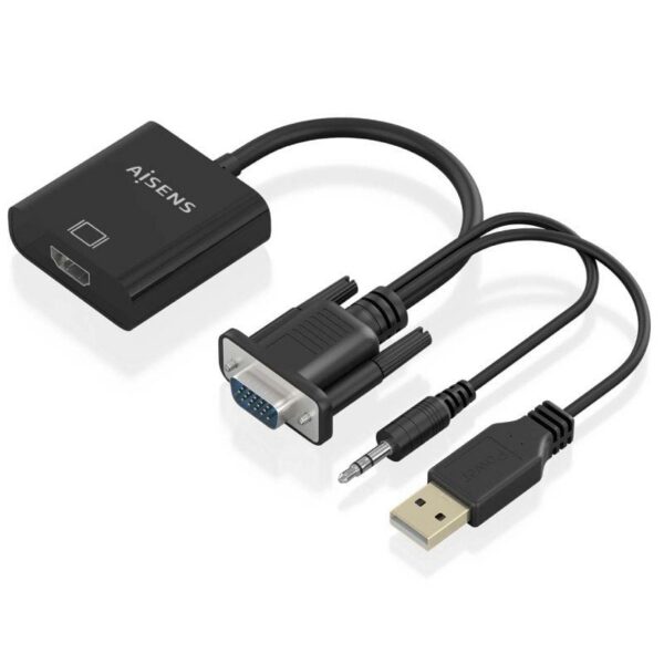 art_ais-cab20a115-0872_1 Cable Conversor Aisens A115-0872 SVGA Macho - USB Macho/ Jack Macho - HDMI Hembra/ 20cm/ Negro
