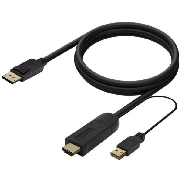 art_ais-cab20a122-0641_2 Cable Conversor Aisens A122-0641/ HDMI Macho - DisplayPort Macho + USB Macho/ Hasta 10W/ 2250Mbps/ 10cm + 1.8m/ Negro
