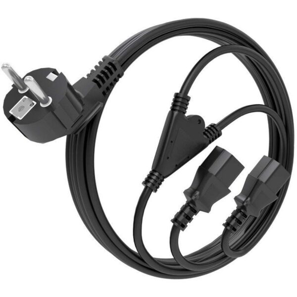 art_ais-cab20a132-0864_2 Cable Alimentación CPU Aisens A132-0864/ CEE7 Macho - 2x C13 Hembra/ 1.8m/ Negro
