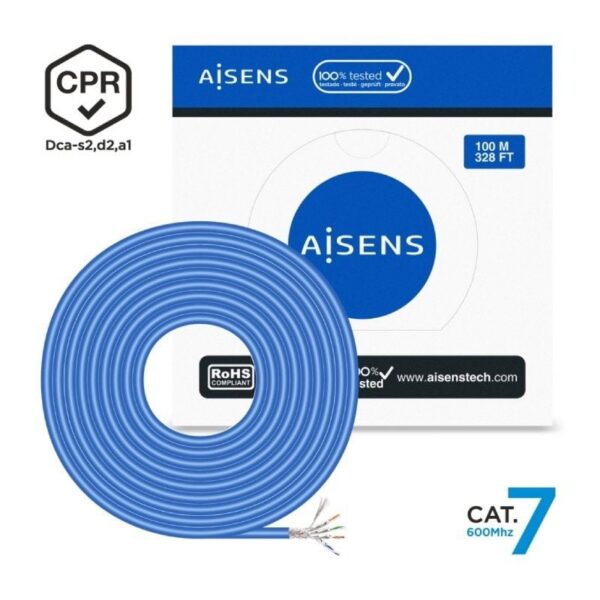 art_ais-cab20a146-0664_1 Bobina de Cable RJ45 SFTP AWG23 LSZH CPR Dca Aisens A146-0664 Cat.7/ 100m/ Azul