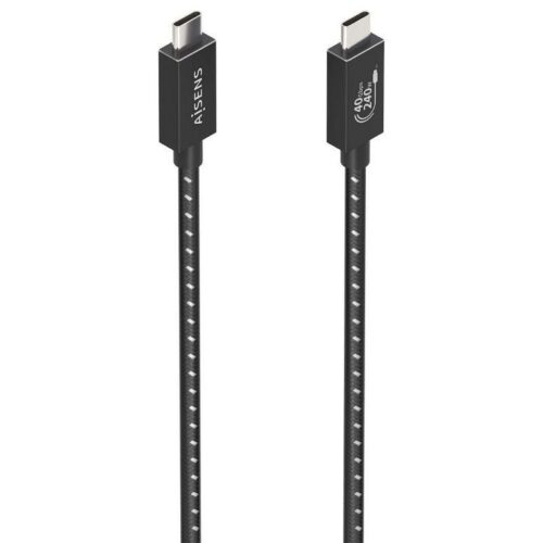 Cable USB 4.0 Tipo-C Aisens A156-0866/ USB Tipo-C Macho - USB Tipo-C Macho/ Hasta 240W/ 40Gbps/ 50cm/ Gris