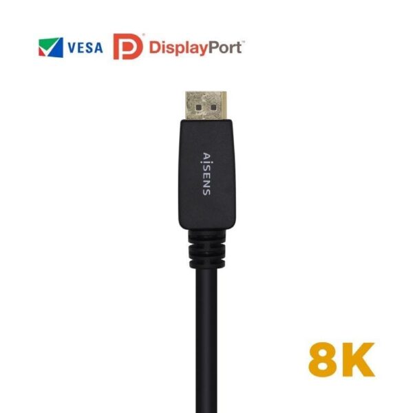 art_ais-cab20dp20a149-0433_2 Cable DisplayPort 1.4 8K Aisens A149-0433/ DisplayPort Macho - DisplayPort Macho/ 3m/ Certificado/ Negro