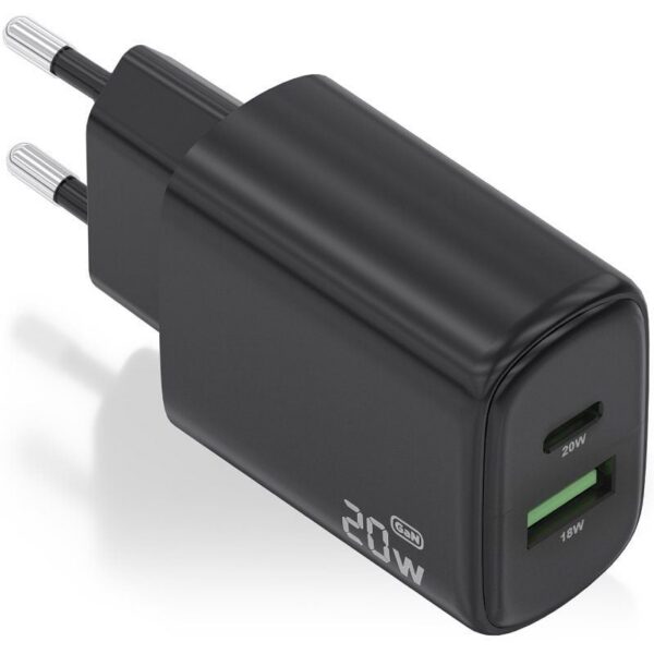 art_ais-carga20a110-0910_1 Cargador de Pared GaN Aisens A110-0910/ 1xUSB Tipo-C/ 1xUSB/ 20W/ Negro