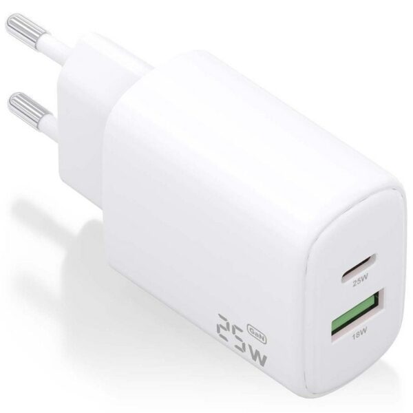 art_ais-carga20a110-0911_1-2 Cargador de Pared GaN Aisens A110-0911/ 1xUSB Tipo-C/ 1xUSB/ 25W/ Blanco